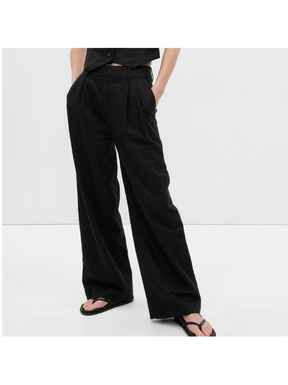 GAP Black Wide-Leg High-Rise Pants